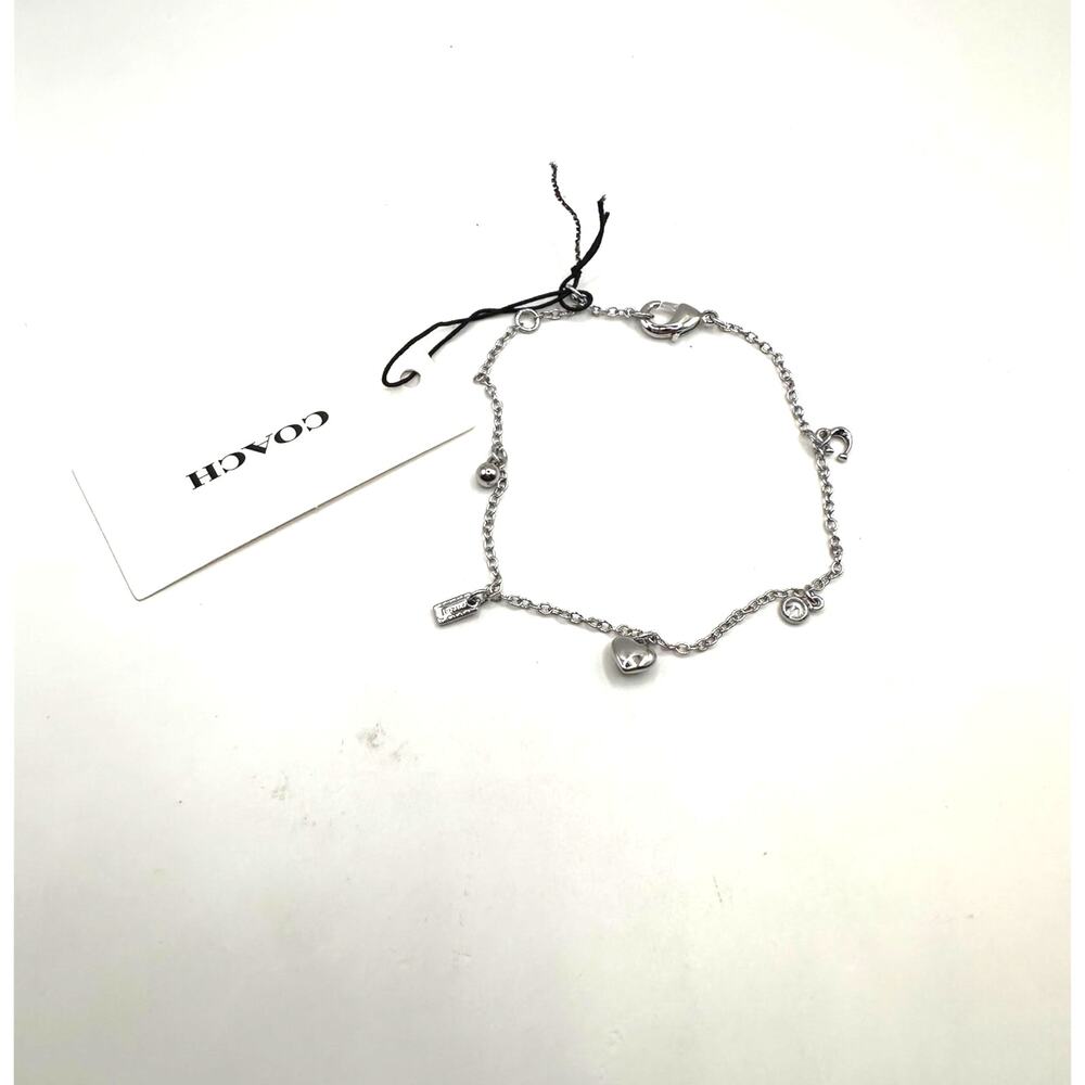 Coach Silver Plated Charm Bracelet NWT $125 Designer Summer Jewelry - Picture 8 of 13